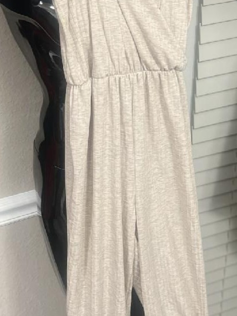Sleeveless V-Neck Beige Summer Jumpsuit - Picture 2 of 2